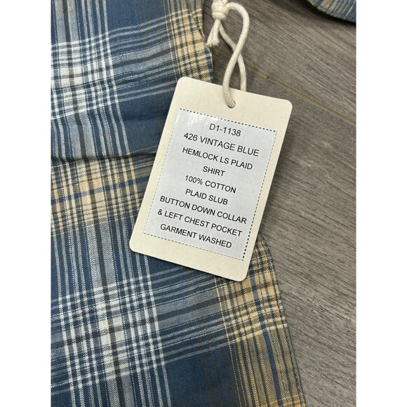 Duck Head Mens Vintage Blue Hemlock Plaid Slub Button Down Pocket Shirt Size M - Picture 6 of 9